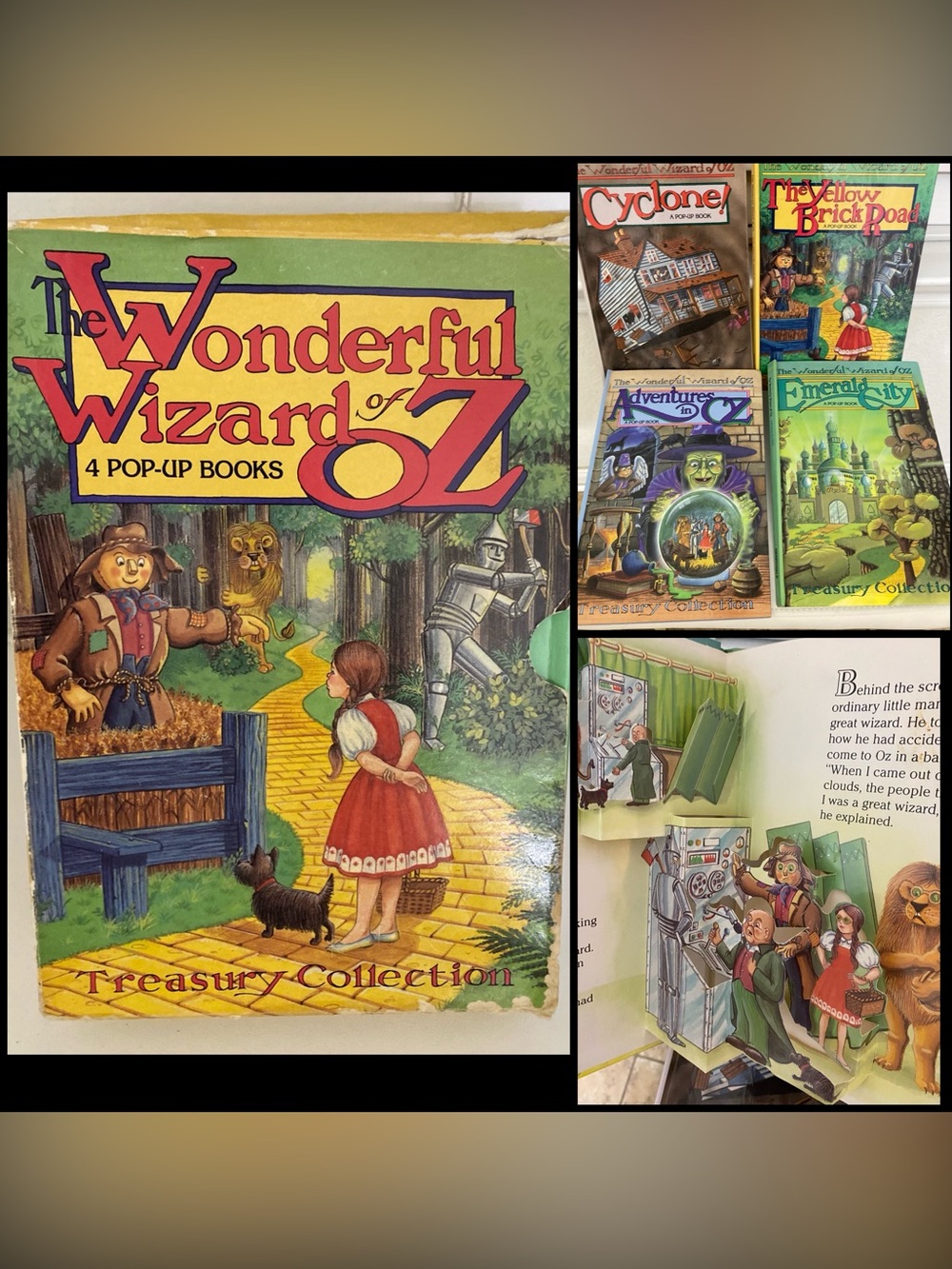 Vintage 1991 Wizard of Oz Complete Pop-Up 4 Book Box Set Treasury Collection